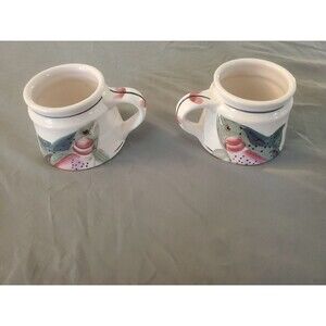 2 Vintage Sarah Peterson Rainbow Trout Fish Coffee Tea Cup Mug Carlisle 2004